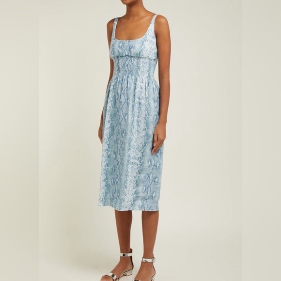 Acrobat - Blue Python Print Sleeveless Midi Dress - M - Picture 9 of 10